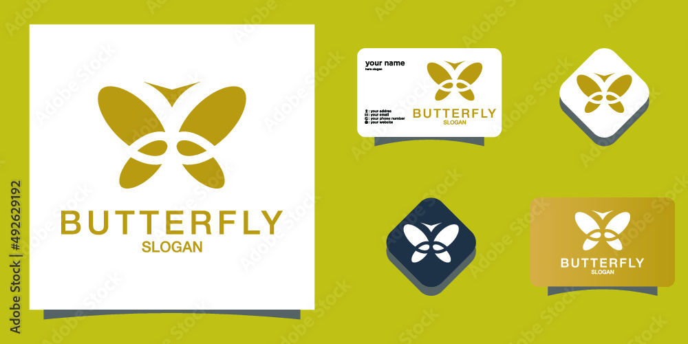 Beautiful nature flying insect monoline design butterfly logo with flat ...