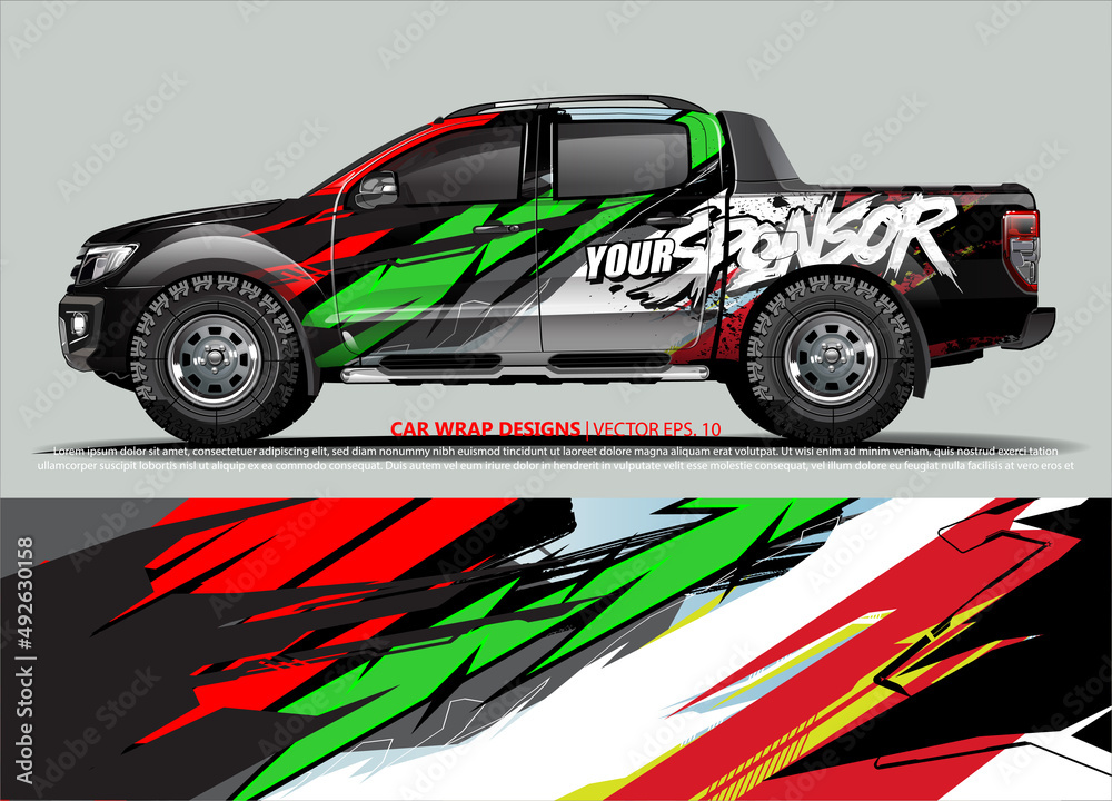 Car wrap decal design vector. abstract Graphic background kit designs for vehicle, race car, rally, livery, sport car
Car wrap decal design vector. abstract Graphic background kit designs for vehicle, race car, rally, livery, sport car