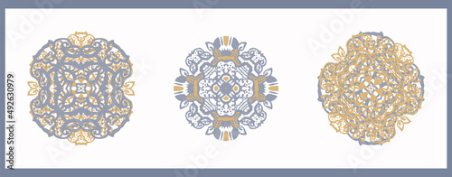 French abstract linen motif set. Tonal farmhouse cottage style illustration. Simple vintage rustic fabric textile effect. Primitive modern shabby chic kitchen cloth design group. 