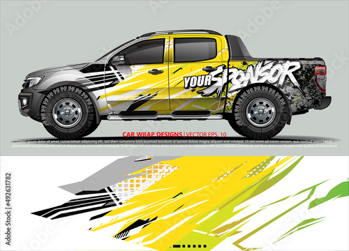 Car wrap decal design vector. abstract Graphic background kit designs for vehicle  race car  rally  livery  sport car 