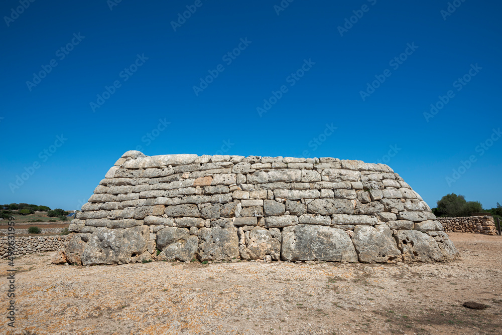 Naveta des Tudons, the most remarkable megalithic chamber tomb in Menorca, Balearic Islands, Spain
