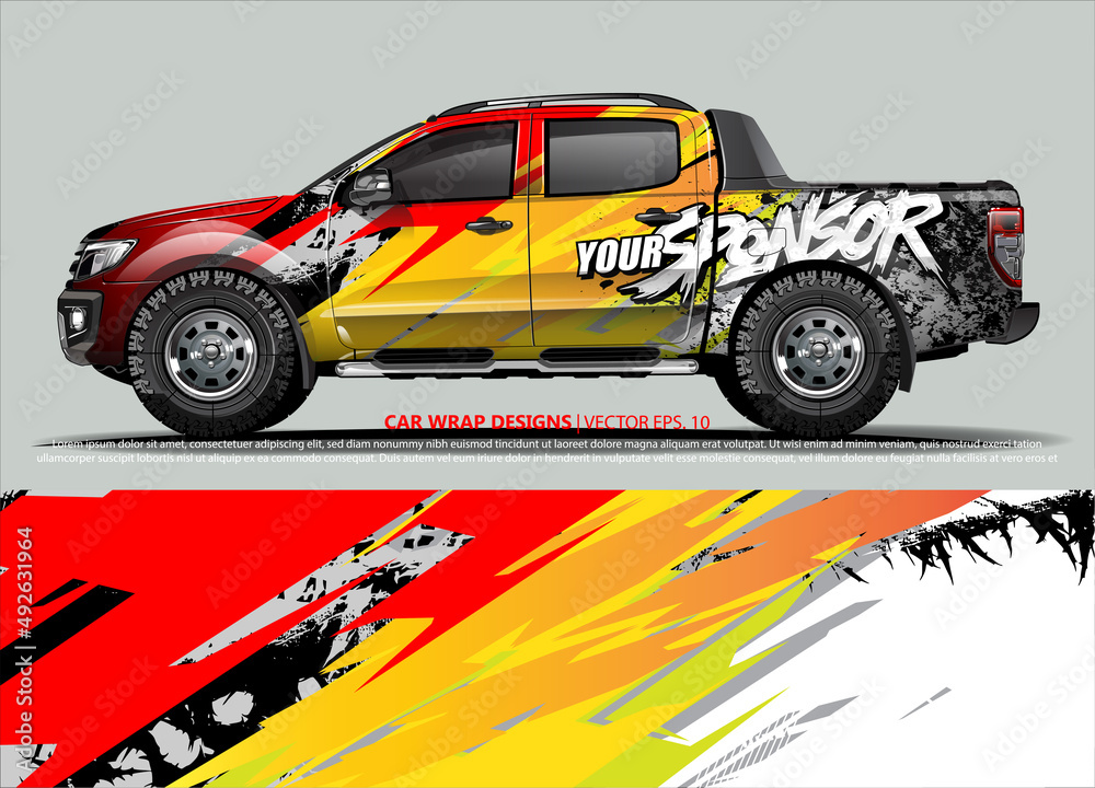 Car wrap decal design vector. abstract Graphic background kit designs for vehicle, race car, rally, livery, sport car
Car wrap decal design vector. abstract Graphic background kit designs for vehicle, race car, rally, livery, sport car