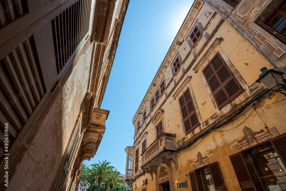 Traditional buildings in the city of Ciutadella de Menorca, Balearic Islands, Spain