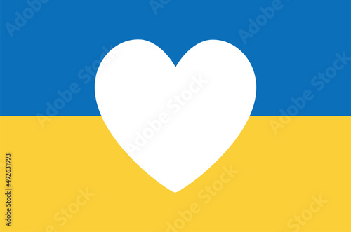 Ukraine flag icon with shape of heart. Abstract ukrainian flag with love symbol concept flat vector