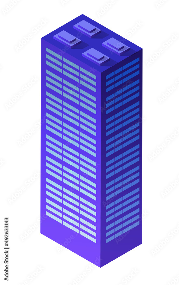 Vector isometric urban architecture single building of the modern Vector isometric urban architecture single building of the modern