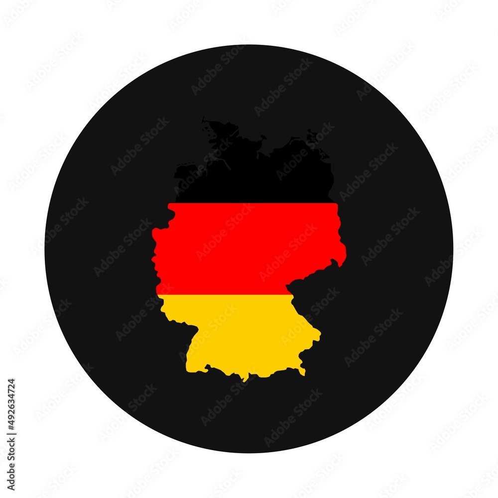 Obraz premium Germany map silhouette with flag on black background