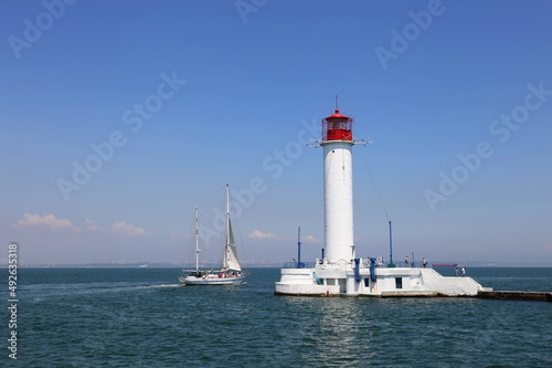 Odessa Vorontsovsky lighthouse in the port area, Ukraine photo