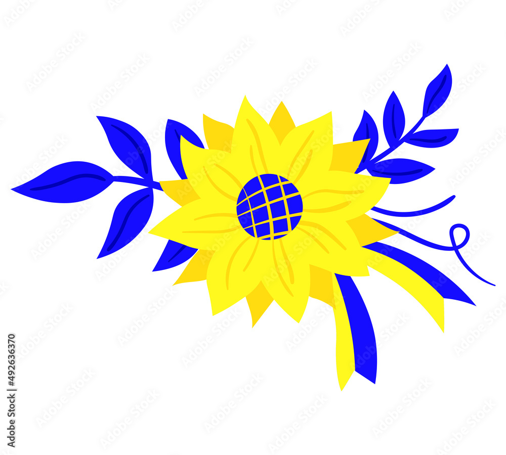 Sunflower in the colors of the Ukrainian flag. Illustration flower of peace and hope 
