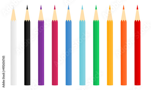 Set of colored pencils. Crayons - colored pencil on white background. Pencils for painting.