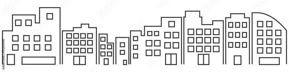 ビルやマンションの街並みのイラストの背景・パーツ素材 ベクター ビルやマンションの街並みのイラストの背景・パーツ素材 ベクター