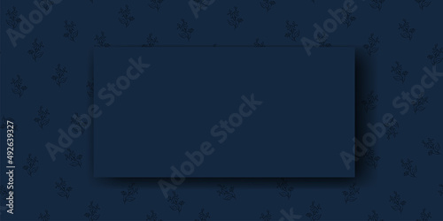 Vector. Chamomile flower background, copy space for text. Horizontal template for cards, wedding invitations, party invitations, flyers, covers, brochures, social networks. Hand-drawn sketch. Blue.