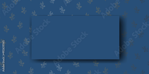 Vector. Chamomile flower background, copy space for text. Horizontal template for cards, wedding invitations, party invitations, flyers, covers, brochures, social networks. Hand-drawn sketch. Blue.