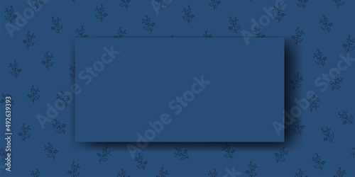 Vector. Chamomile flower background, copy space for text. Horizontal template for cards, wedding invitations, party invitations, flyers, covers, brochures, social networks. Hand-drawn sketch. Blue.