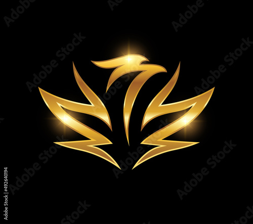 Golden Elegant Luxury Flying Bird Logo