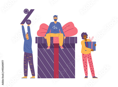Earn Point and get bonus program banner flat vector illustration isolated.