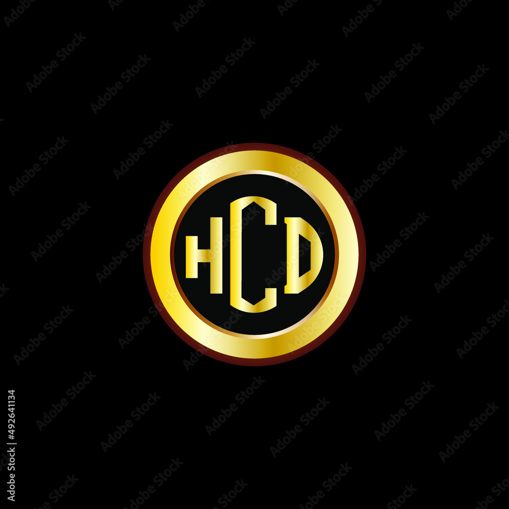 HCD letter circle logo design. HCD letter logo design with black