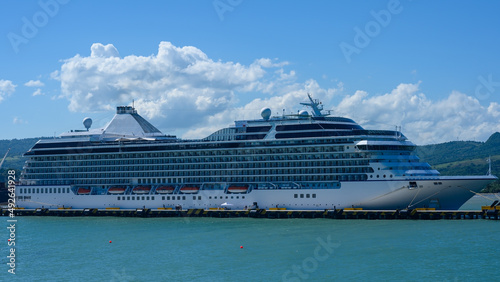 Tourist liner at the pier in Dominican Republic. Close-up. High quality photo © ALEKSEI