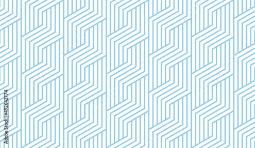 Abstract geometric pattern with stripes, lines. Seamless vector background. White and blue ornament. Simple lattice graphic design