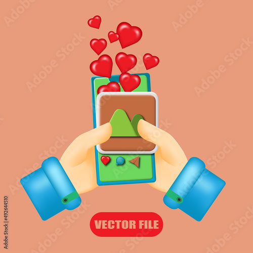 3D vector social media instagram post bomb like illustration