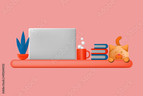cute workspace illustration concept 3D vector