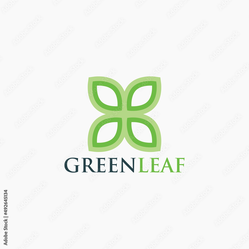 Green Leaf Vector Logo Design Minimal Template Green Leaf Vector Logo Design Minimal Template