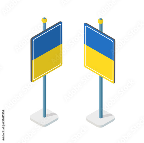 Ukraine Road signs coat of arms flag trident heraldry illustration for web