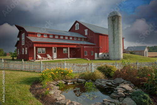 A barn with silo on a farm near Emmitsburg, MD photo