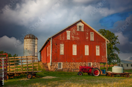 A barn with silo on a farm near Emmitsburg, MD photo