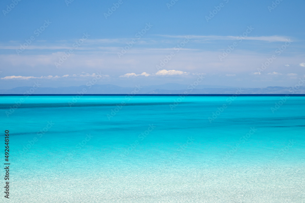 Beautiful view of Pelosa Beach (Spiaggia Della Pelosa). Stintino, Italian Maldives. La Pelosa beach, probably the most beautiful beach in Sardinia, Italy. Popular travel destination. Mediterranean .