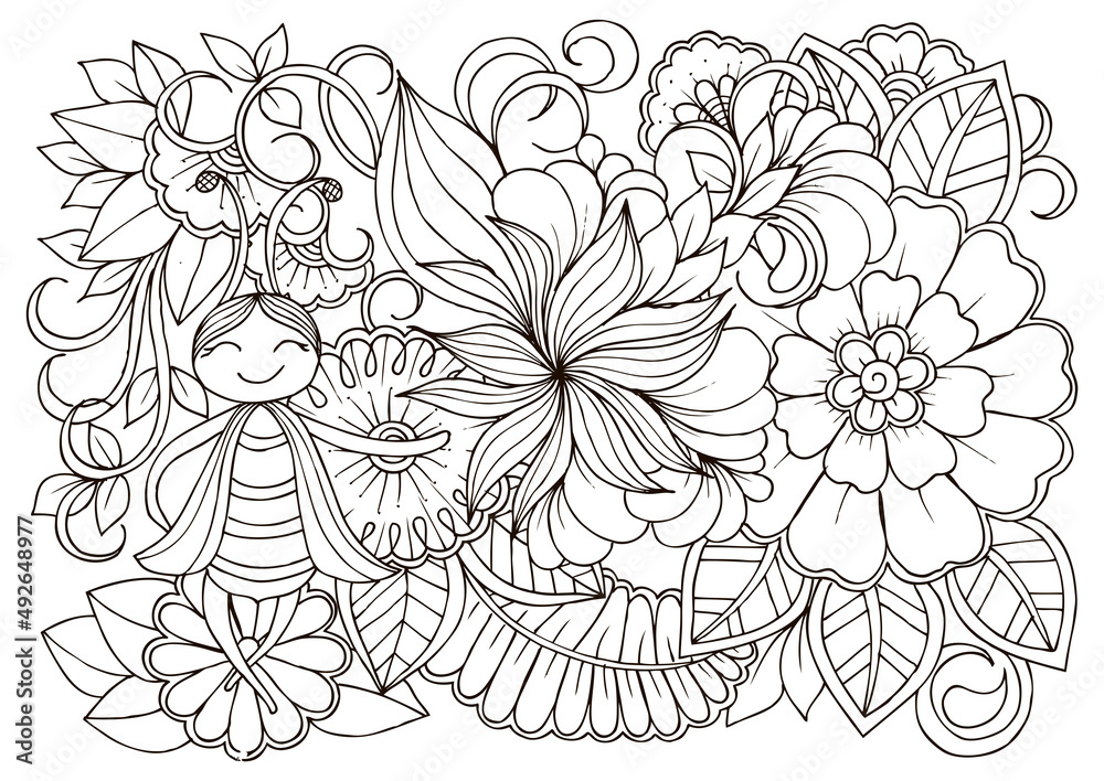 Flower pattern in black and white. Can use for print , coloring and ...
