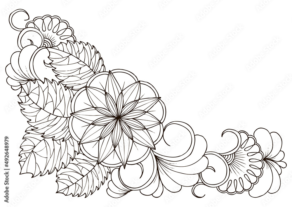 Flower pattern in black and white. Can use for print , coloring and ...