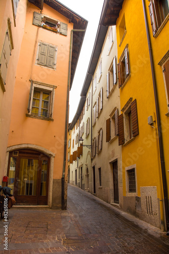 A street in the historic centre of Rovereto in Trentino  north east Italy 