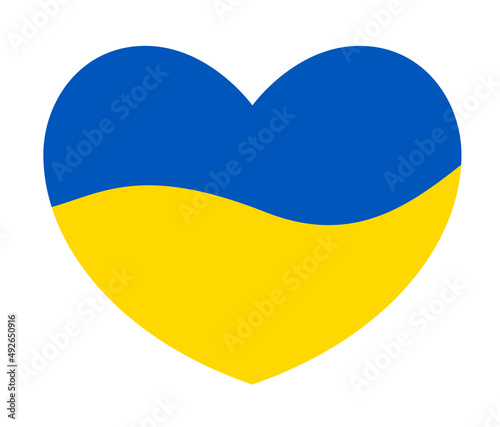 War in Ukraine. Ukraine flag in heart shape isolated on white background. Ukrainian flag. Russian invasion of Ukraine. Vector illustration