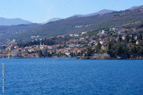 Aerial view from the sea on the Croatian city of Opatija