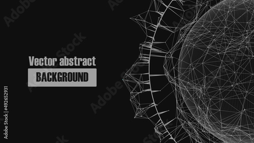 Global network connection. Abstract vector background of dots and lines with polygons. The concept of big data, digital technology, science and IT development.
