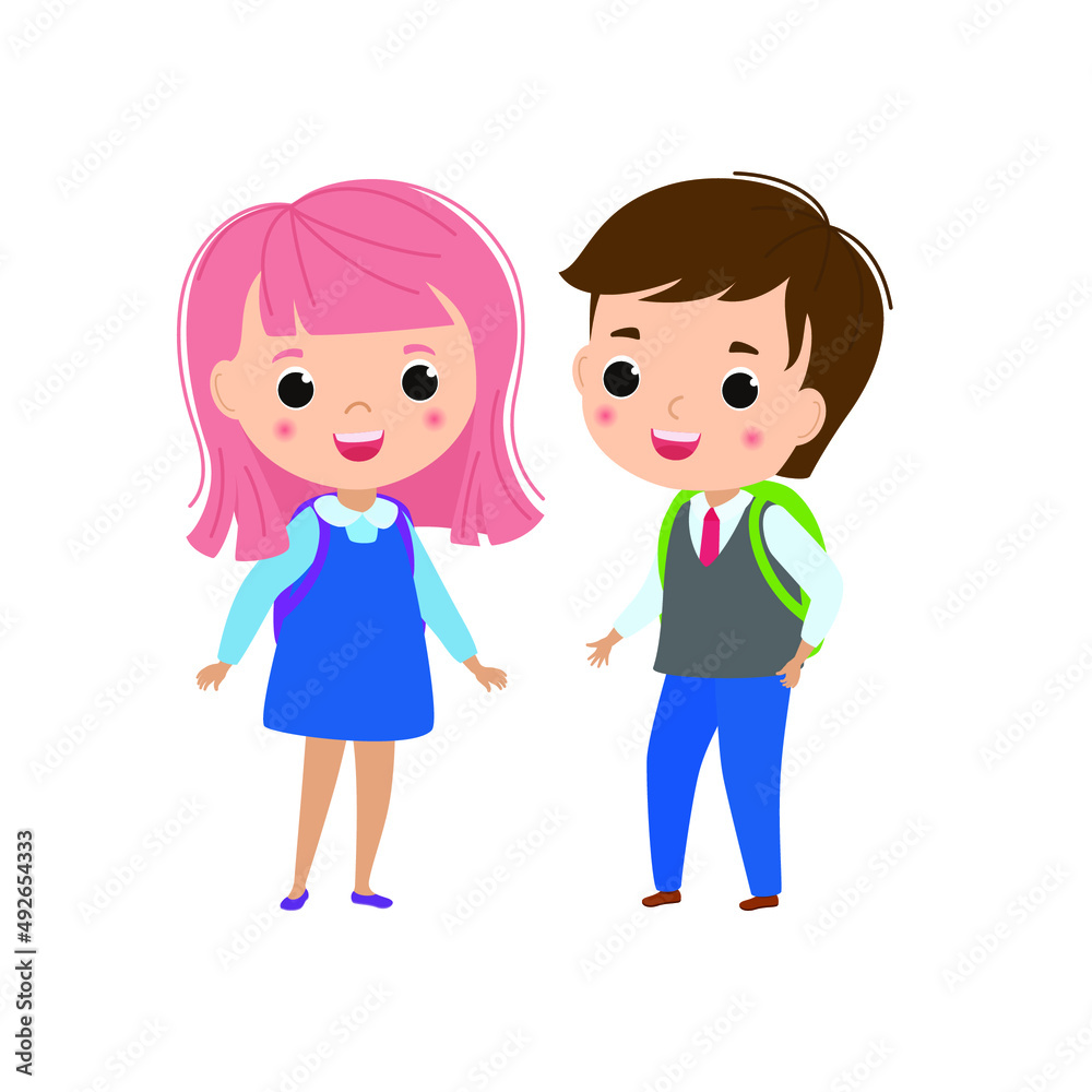 Vector Illustration Of School Children.