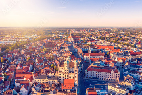 View of the city center of Augsburg from above. 