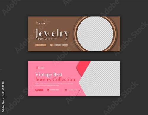vintage best jewelry collection facebook cover luxury banner design post template 