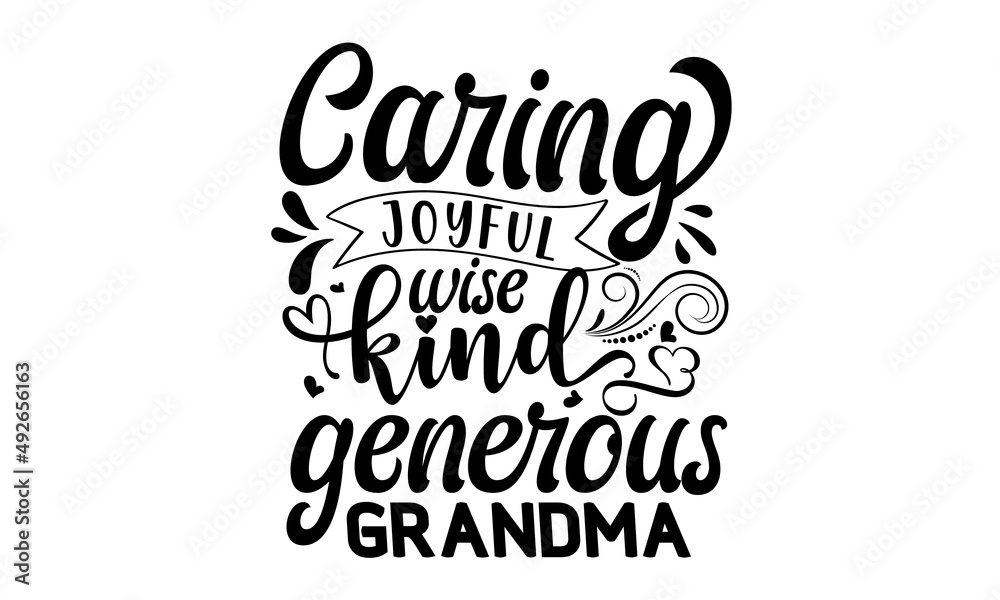 Caring-joyful-wise-kind-generous-grandma, Design templates for round keychain, calligraphy, campfire, logo, design for key chains, camps, recreation, Hiking, travel, Vector quotes