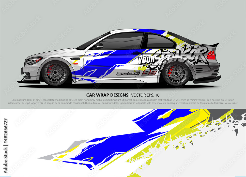 Car wrap decal design vector. abstract Graphic background kit designs for vehicle, race car, rally, livery, sport car Car wrap decal design vector. abstract Graphic background kit designs for vehicle, race car, rally, livery, sport car
