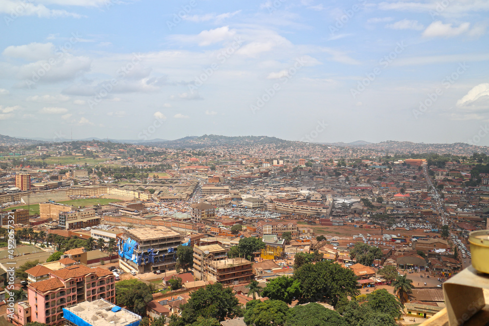 View of Kampala city - Uganda. Aerial cityscape view to Kampala, capital of Uganda
