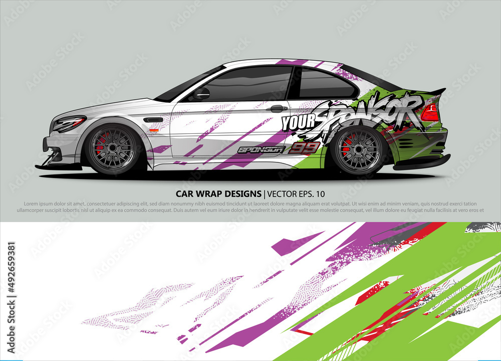 Car wrap decal design vector. abstract Graphic background kit designs for vehicle, race car, rally, livery, sport car Car wrap decal design vector. abstract Graphic background kit designs for vehicle, race car, rally, livery, sport car