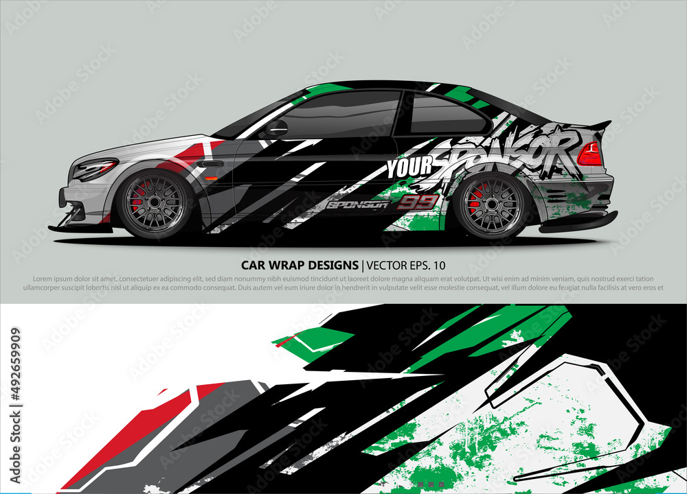 Car wrap decal design vector. abstract Graphic background kit designs for vehicle, race car, rally, livery, sport car Car wrap decal design vector. abstract Graphic background kit designs for vehicle, race car, rally, livery, sport car