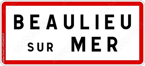Panneau entrée ville agglomération Beaulieu-sur-Mer / Town entrance sign Beaulieu-sur-Mer