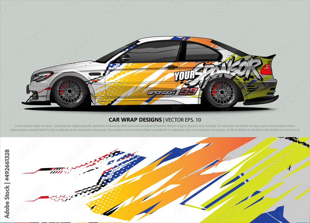 Car wrap decal design vector. abstract Graphic background kit designs for vehicle, race car, rally, livery, sport car Car wrap decal design vector. abstract Graphic background kit designs for vehicle, race car, rally, livery, sport car
