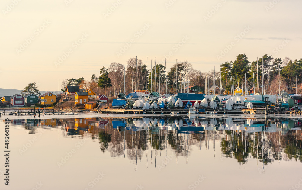 view of the islands with houses, Norway, Oslo