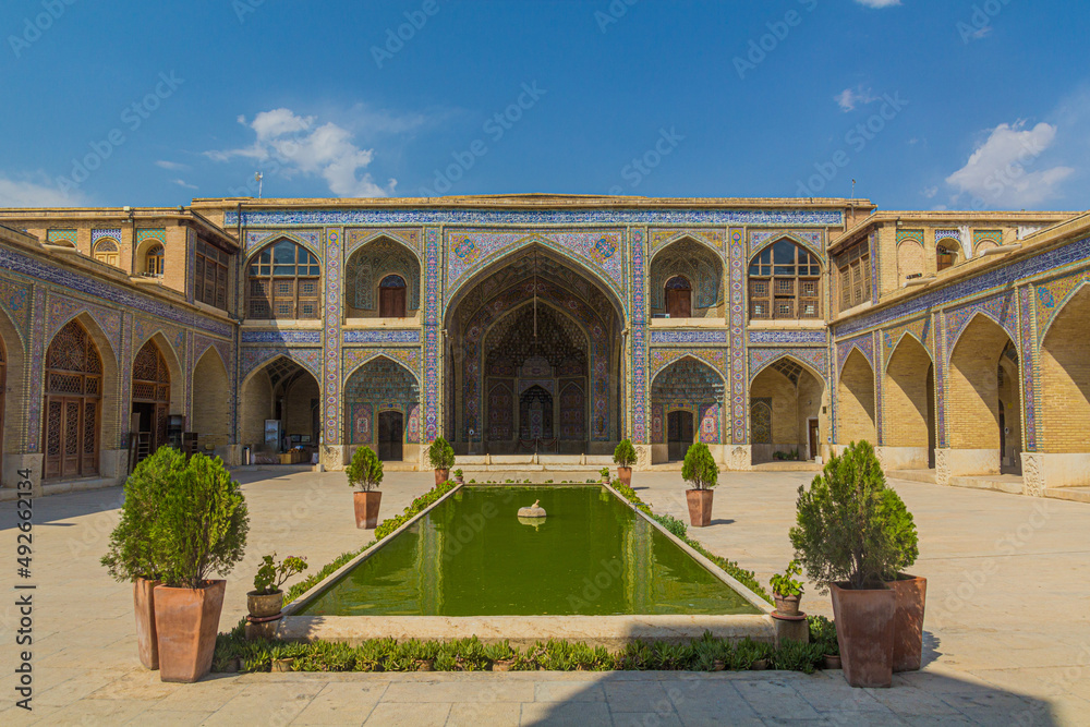 Courtyard of Nasir al Mulk Mosque in Shiraz, Iran
