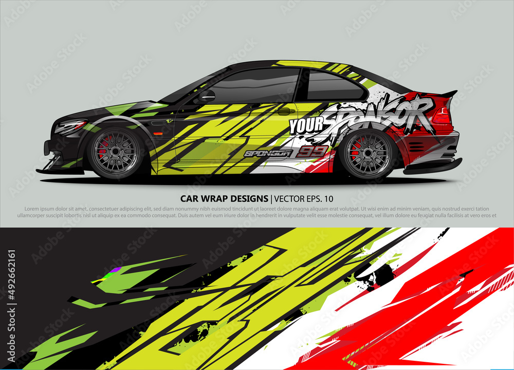 Car wrap decal design vector. abstract Graphic background kit designs for vehicle, race car, rally, livery, sport car Car wrap decal design vector. abstract Graphic background kit designs for vehicle, race car, rally, livery, sport car