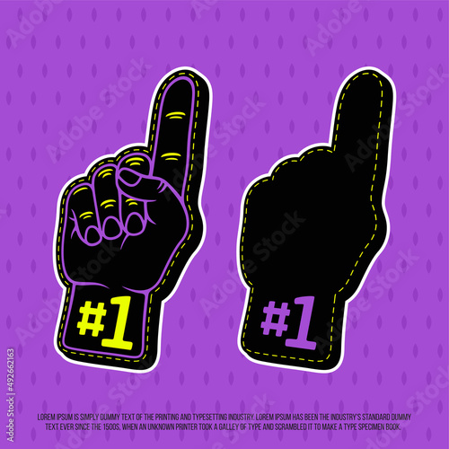 3d foam finger - fan finger. Modern professional vector
