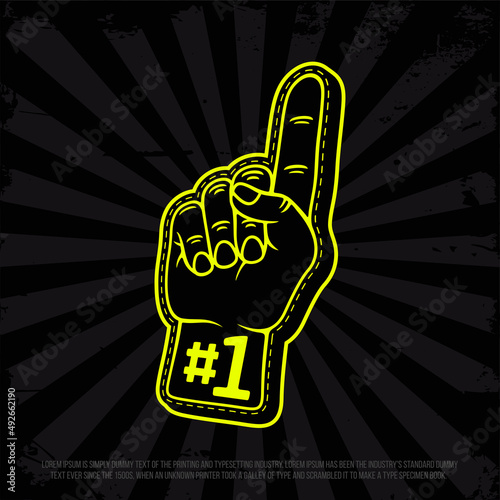 3d foam finger - fan finger. Modern professional vector